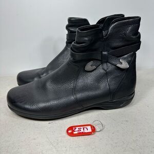 Abeo Ally Slouch Leather Bootie Women US 7 Black Biomechanical Footwear